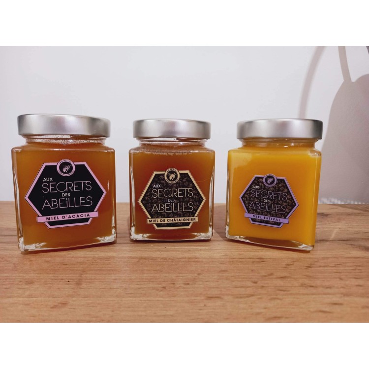 Lot de 3 Miels (acacia,châtaignier,estival) Lot de 3 Miels (acacia,châtaignier,estival)